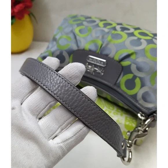 Coach Gray Canvas Leather Trim Zipper Closure Small Hobo Bag - Picture 4 of 12